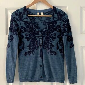 Anthropologie Moth Heathered Blue Cardigan Sweater Size XXS